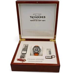 GENTS TAVANNES OCEAN EDGE LIMITED EDITION WRISTWATCH STAINLESS STEEL 47MM Orange